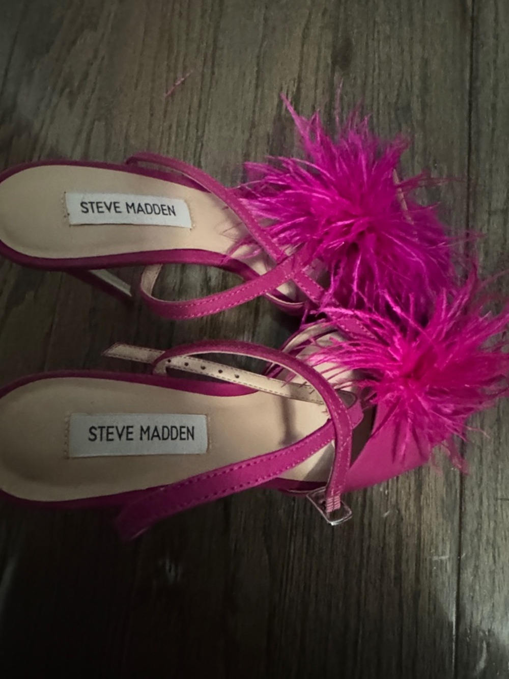 Steve Madden Hot Pink Feather Strap Heels